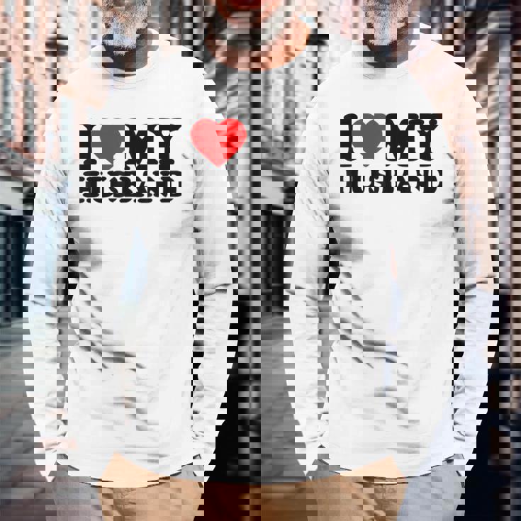 I Love My Husband I Heart My Husbandalentines Day 長袖Tシャツ 高齢者への贈り物