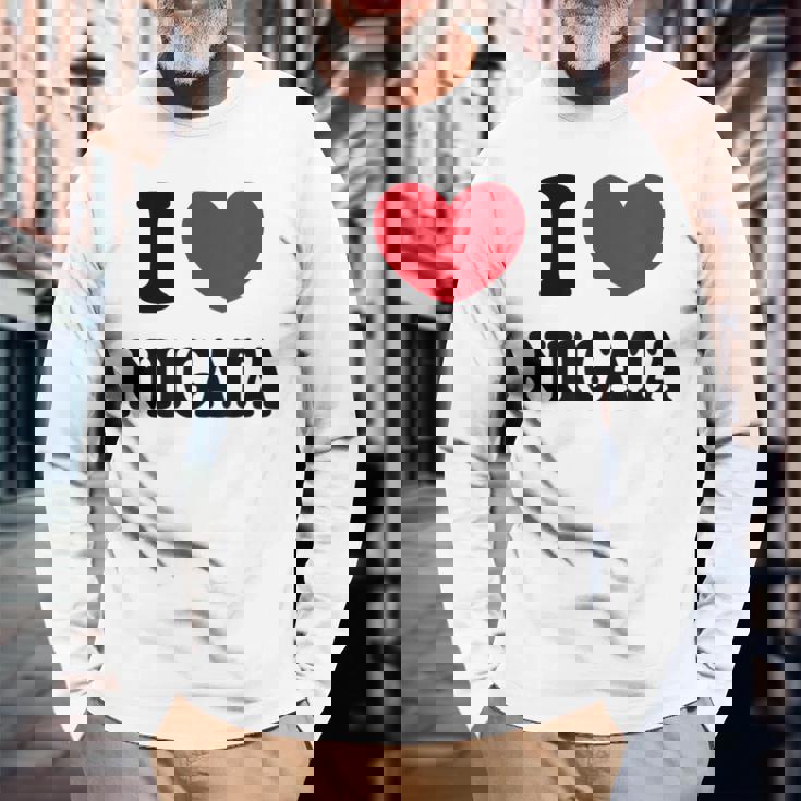 I Love Niigata 新潟大好き 長袖Tシャツ 高齢者への贈り物