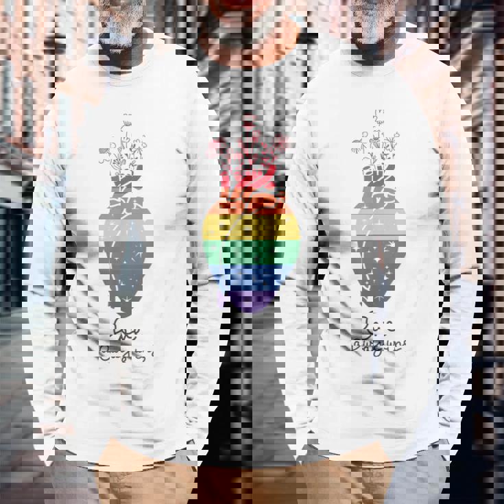 Love Wins Always Lgbt Lgbtq レインボープライド月間サポート 長袖Tシャツ 高齢者への贈り物