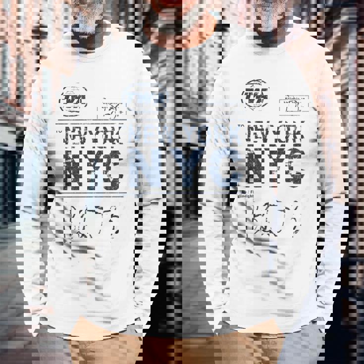 Nyc New York ヴィンテージ 航空会社タグ エアライナー フライングトラベル 長袖tシャツ 長袖Tシャツ 高齢者への贈り物