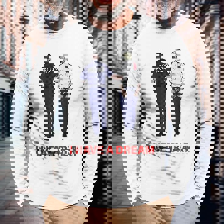 On Back I Have A Dream Trump Police 格言 男性 長袖Tシャツ 高齢者への贈り物