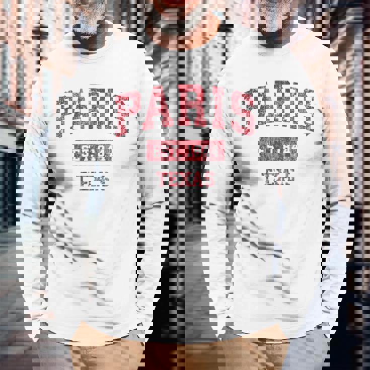 Paris Texas Tx ビンテージスポーツデザイン レッドデザイン 長袖Tシャツ 高齢者への贈り物