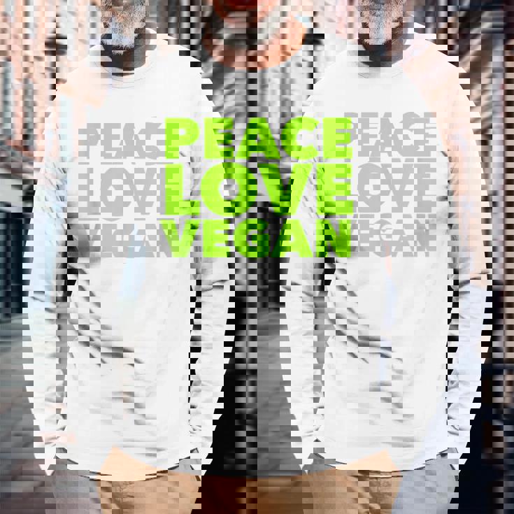 Peace Loveegan クール ベジタリアンとビーガン 長袖Tシャツ 高齢者への贈り物