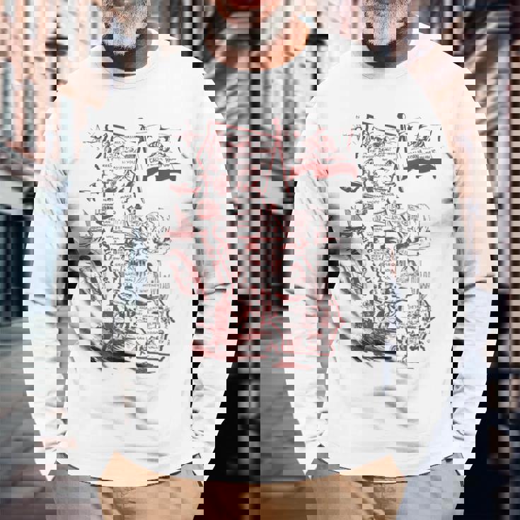 Trendy California Republic Landmarks Map Outlineintage 長袖Tシャツ 高齢者への贈り物
