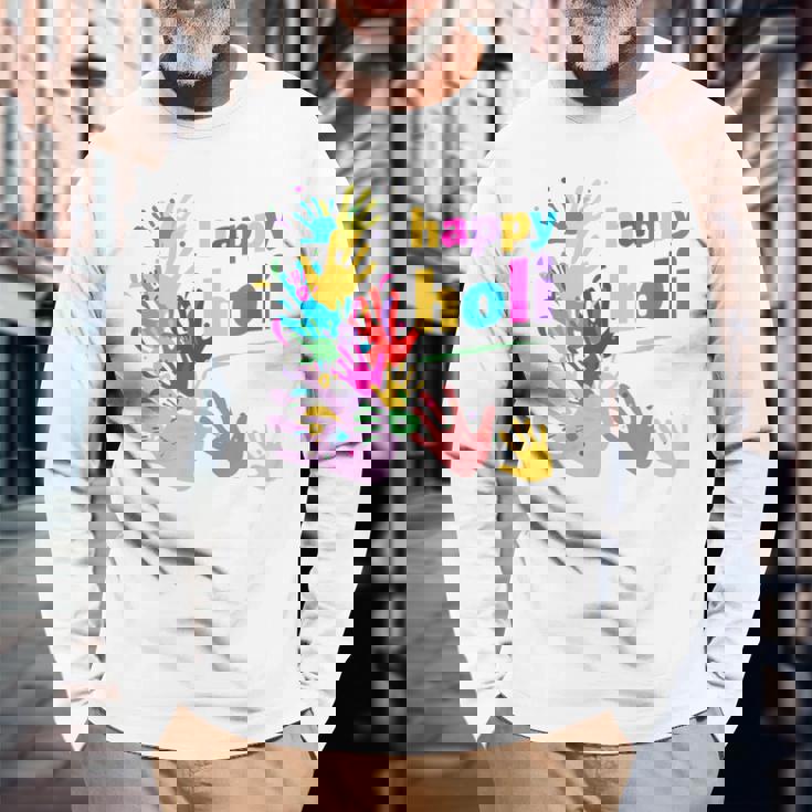 Vibrant Happy Holi 長袖Tシャツ 高齢者への贈り物