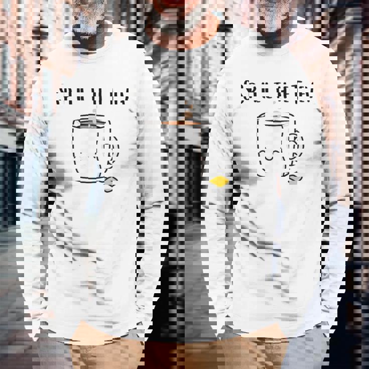 お茶をこぼす 友情 お茶好きの人 かわいい かわいい 湯呑み パーティー 長袖Tシャツ 高齢者への贈り物