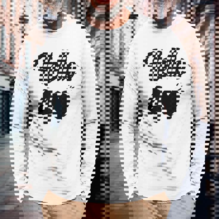 こんにちは40歳 40歳 40歳 誕生日 四十歳 母 長袖Tシャツ 高齢者への贈り物