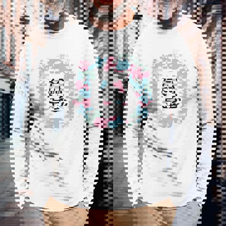 びーえするるる【Bsテレ東公式】カモフラージュ柄tシャツ（ホワイト） 長袖Tシャツ 高齢者への贈り物