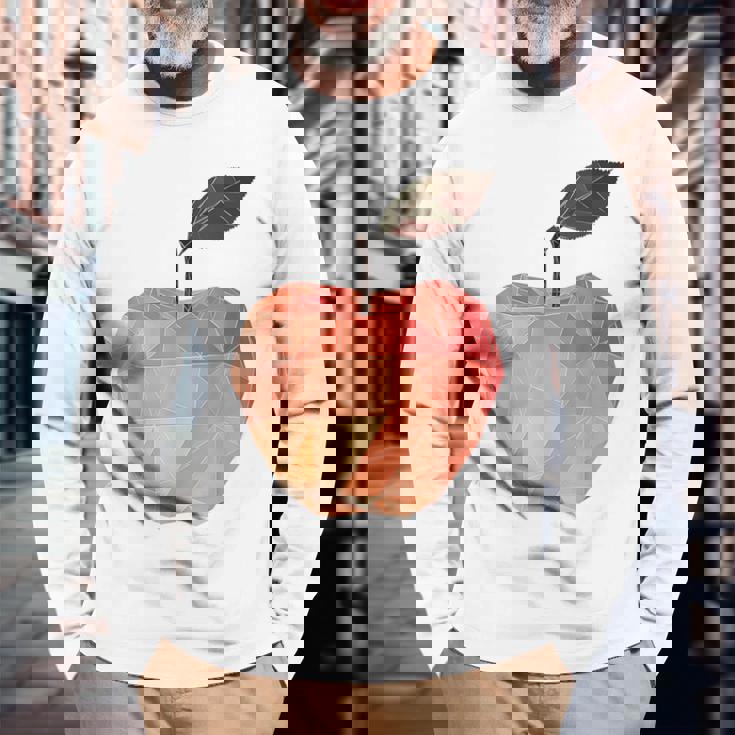 りんご フルーツ モチーフ アート りんご 長袖Tシャツ 高齢者への贈り物