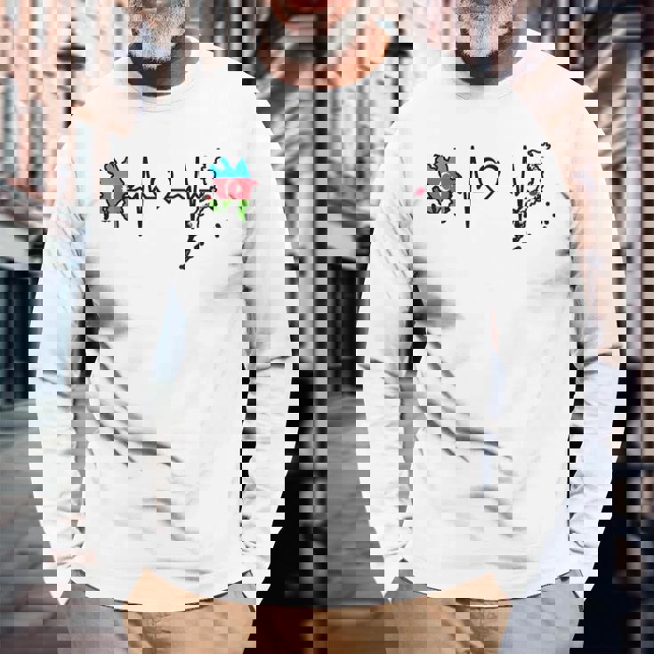 アゼルバイジャン日本ハートビート アゼルバイジャン 日本国旗 長袖Tシャツ 高齢者への贈り物