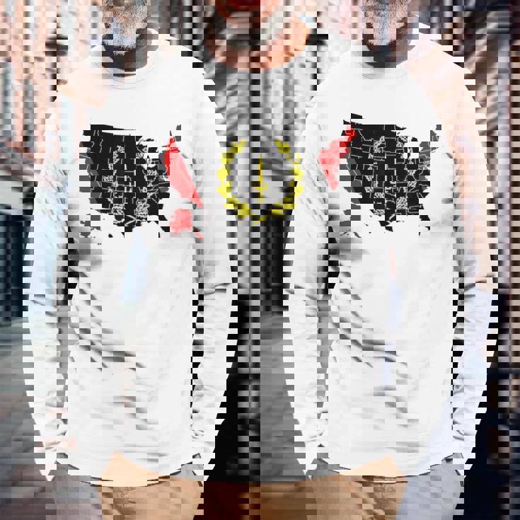 アメリカアフリカ ヘリテージフラッグ アメリカンブラック ヘリテージフラッグ 長袖Tシャツ 高齢者への贈り物