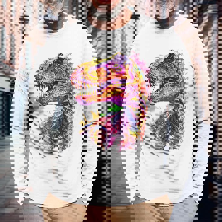 アロサウルス 恐竜モチーフ イラスト アロサウルス 長袖Tシャツ 高齢者への贈り物