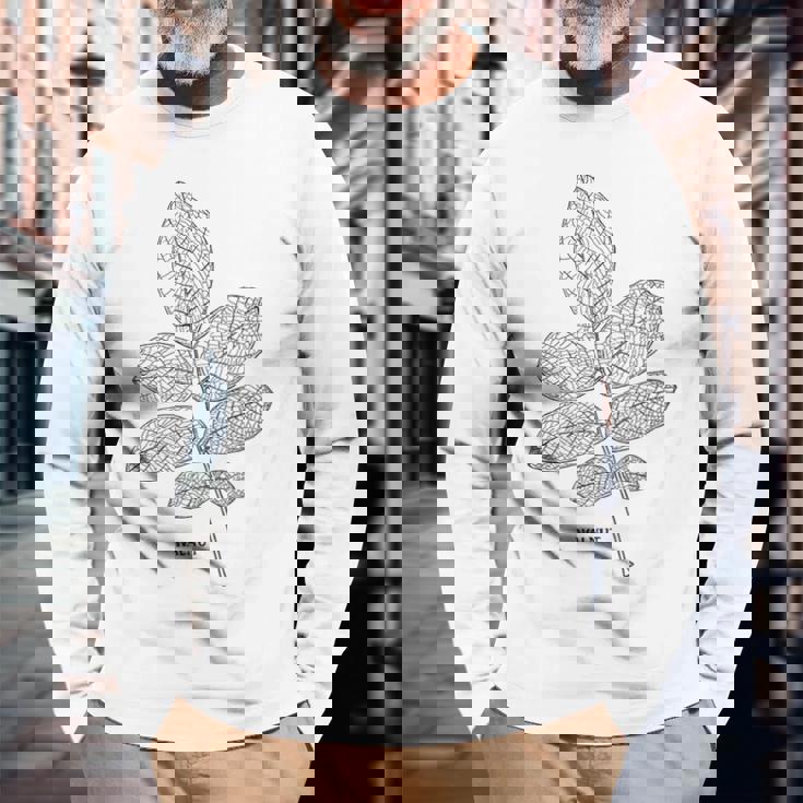 ウォールナットツリーリーフヴィンテージ植物学tシャツtシャツ 長袖Tシャツ 高齢者への贈り物