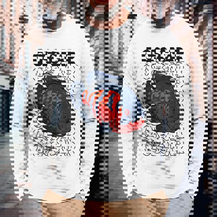 オスカーフィッシュ 80年代スタイル モンスターフィッシュキーパー 熱帯魚 長袖Tシャツ 高齢者への贈り物