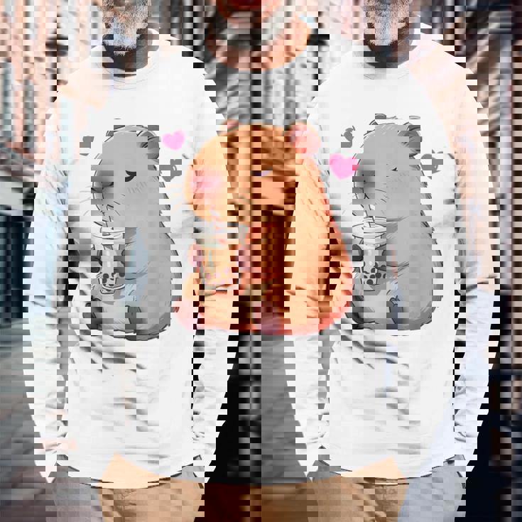 カピバラバブルティー 長袖Tシャツ 高齢者への贈り物