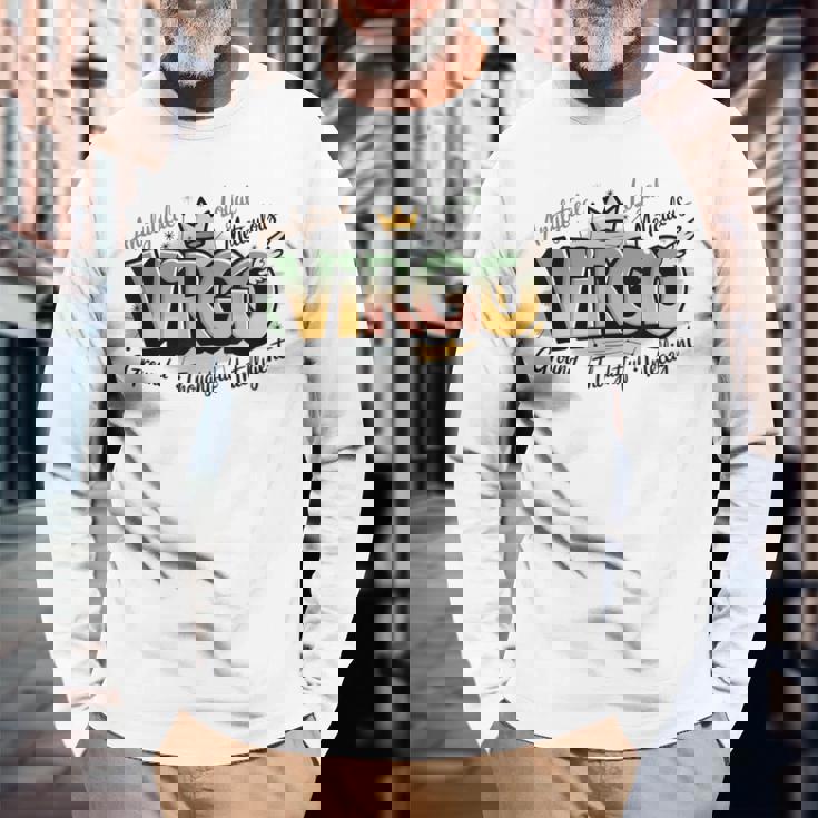 カラフルな乙女座の星座デザイン 長袖Tシャツ 高齢者への贈り物