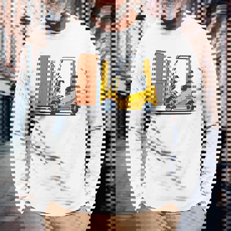 キッズ フォークリフト車両工事現場掘削機建設作業員 男の子 長袖Tシャツ 高齢者への贈り物