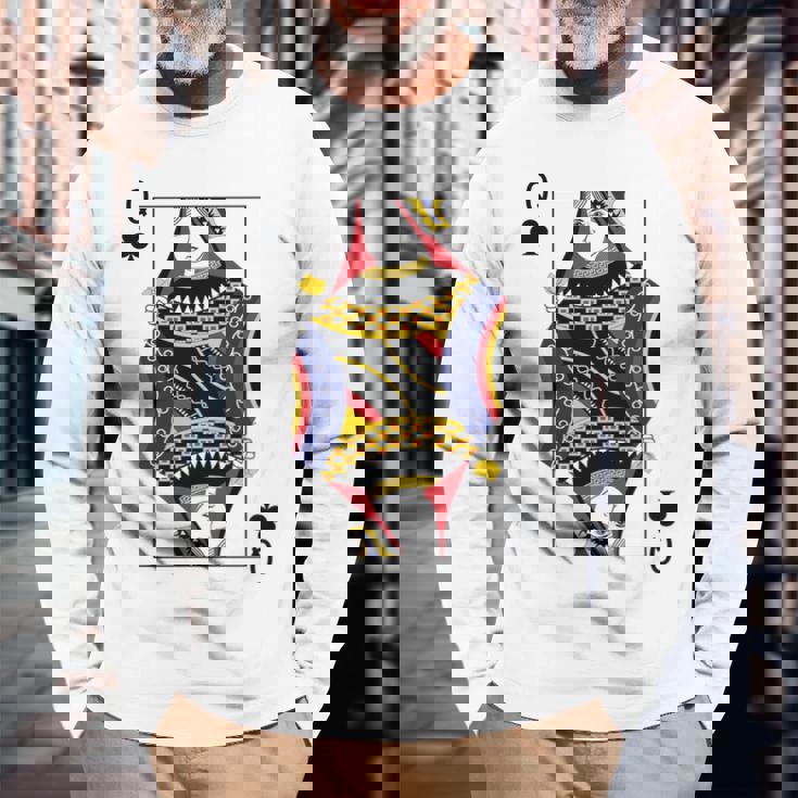 クイーンクラブ ポーカーカード トランプ ブラックジャックカード 長袖tシャツ 長袖Tシャツ 高齢者への贈り物