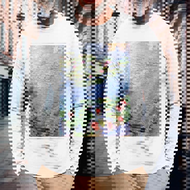 クロード・モネ 睡蓮 長袖Tシャツ 高齢者への贈り物