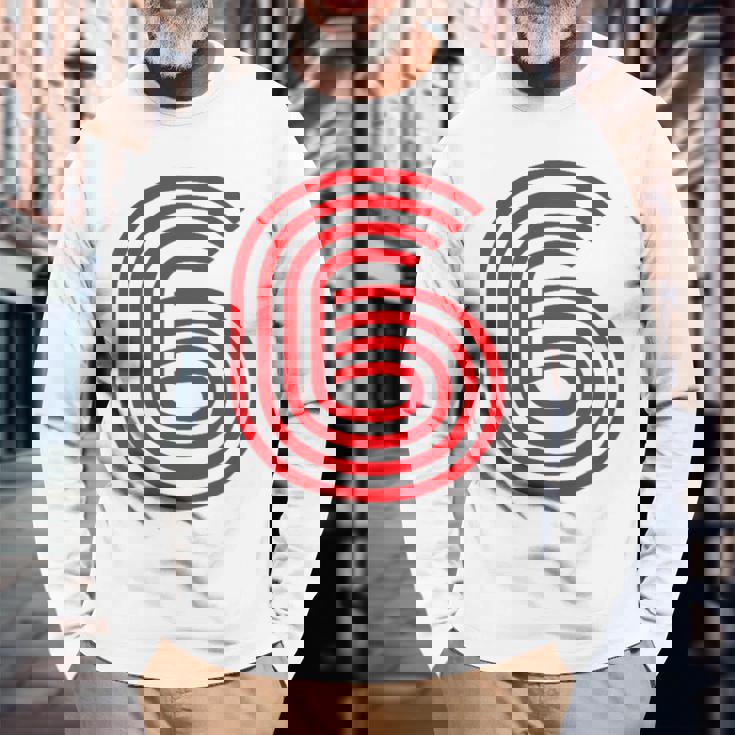 クールなレトロなレタリングジャージ、背番号6 6Eis 長袖Tシャツ 高齢者への贈り物