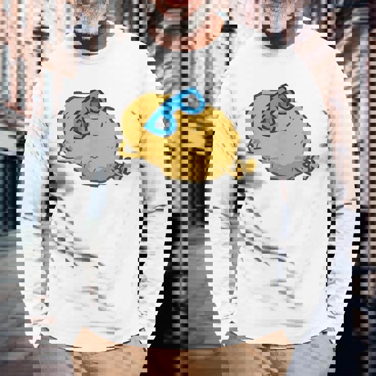 サングラスでかわいいポテチ リラックスポテチ 長袖Tシャツ 高齢者への贈り物