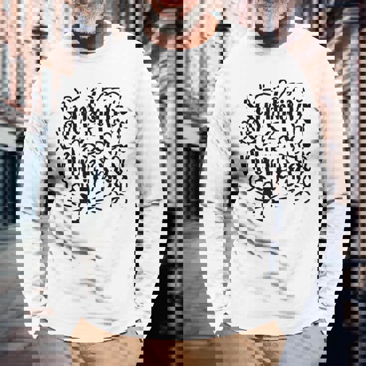 サンシャインアンドミモザビーチサマー 長袖Tシャツ 高齢者への贈り物