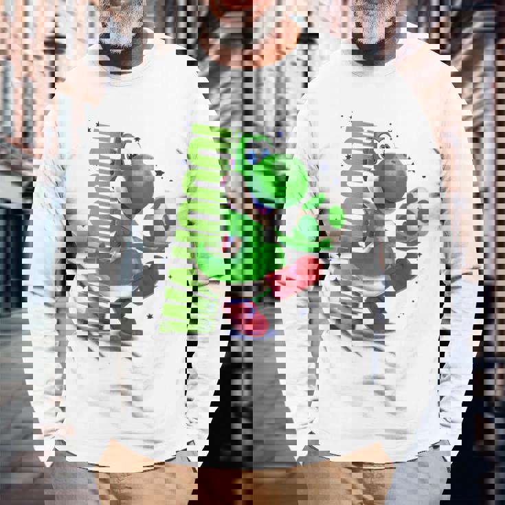 ザ・スーパーマリオギャラクシー・ムービー Action Yoshi 長袖Tシャツ 高齢者への贈り物