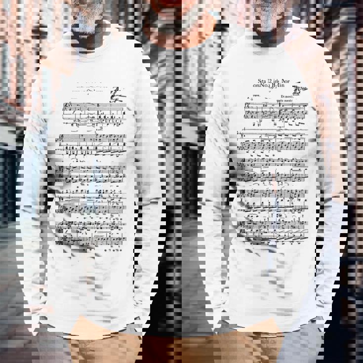 ショパン ピアノ ピアニスト 楽譜 B-Flat-Minor Musicians 長袖Tシャツ 高齢者への贈り物