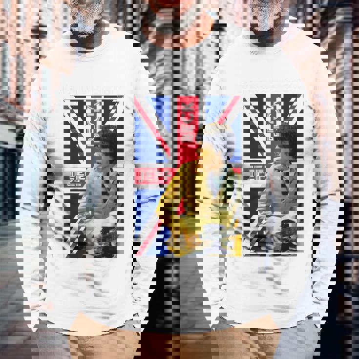 ジェフベック_002_Back Printed 長袖Tシャツ 高齢者への贈り物