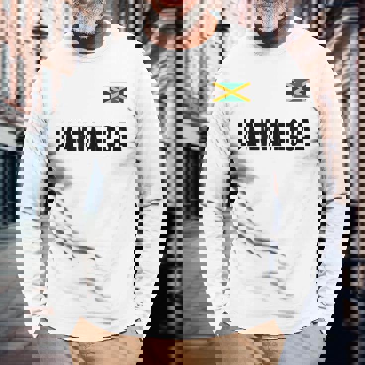 ジャマイカ カリブ海に浮かぶ小さな島国 長袖Tシャツ 高齢者への贈り物