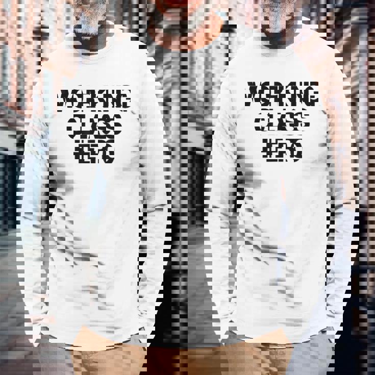 ジョン・ロック平和活動家が着用したワーキングクラスヒーロー。 長袖Tシャツ 高齢者への贈り物