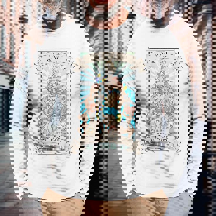 タロットカード オタク アヘ顔 Lewd 変態アニメ オカルト異教徒 ウィッカ 長袖Tシャツ 高齢者への贈り物