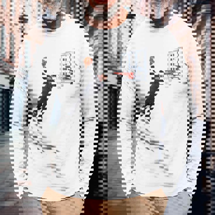 ダンキングダビングキムジョンウン北朝鮮バスケットボール 長袖Tシャツ 高齢者への贈り物