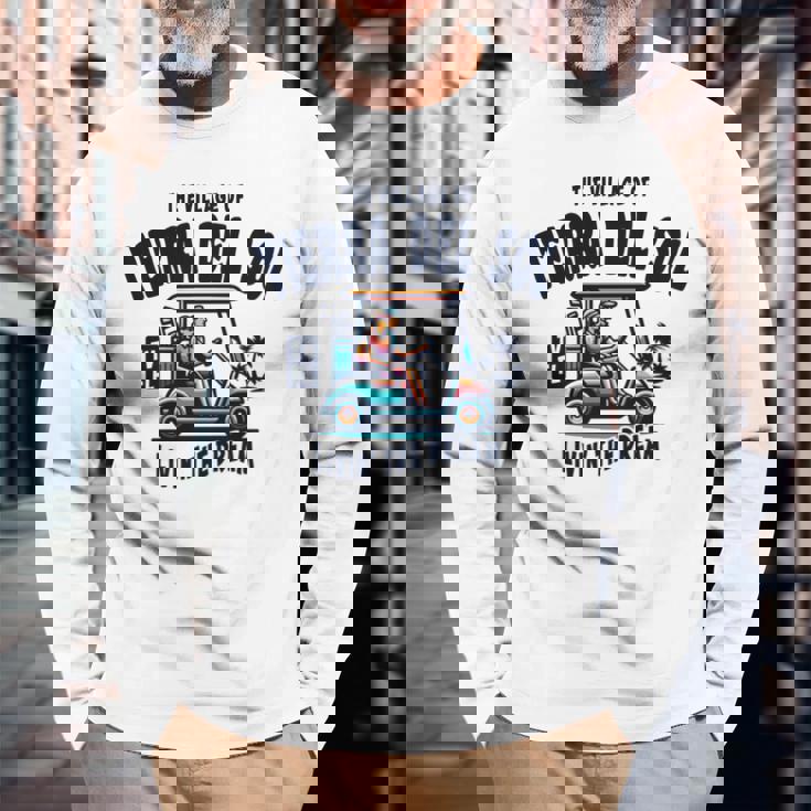 ティエラ・デル・ソルの村ゴルフカートデザイン。 長袖tシャツ 長袖Tシャツ 高齢者への贈り物