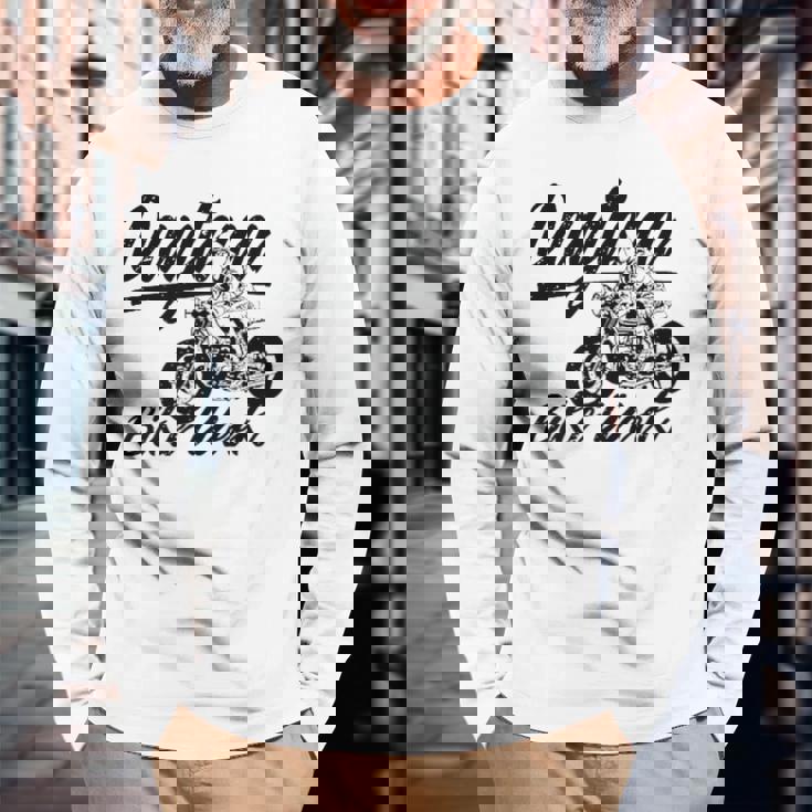 デイトナdaytona ビーチバイクウィーク レトロアンティーク調オートバイデザイン 長袖Tシャツ 高齢者への贈り物