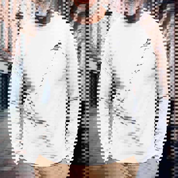 ハクセキレイ 長袖Tシャツ 高齢者への贈り物