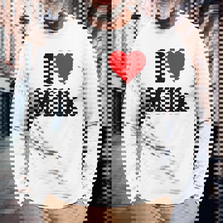 ハートミルクが大好き 長袖Tシャツ 高齢者への贈り物