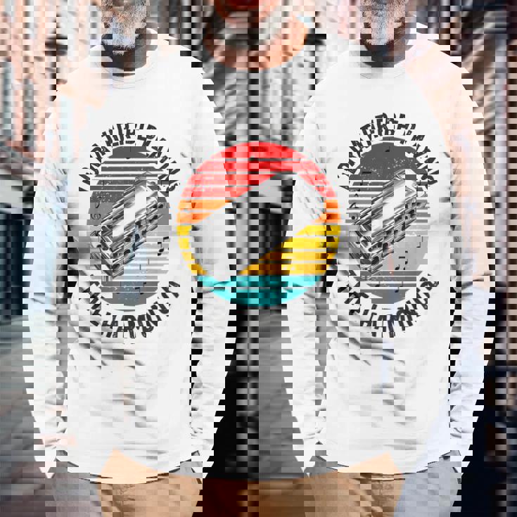 ハーモニカプレーヤー メンズ レディース ファニー ハーモニスト ハーピスト 長袖Tシャツ 高齢者への贈り物