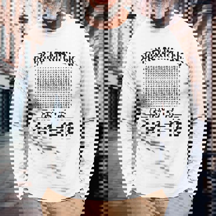 バイナリコーディングプログラミング 1110 バイナリコード 長袖Tシャツ 高齢者への贈り物