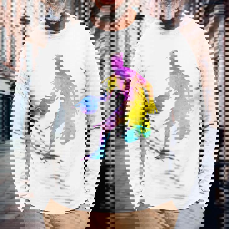 バスケットボール カラフル スプラッター ティーン ガールズ バスケットボール コーチ 長袖Tシャツ 高齢者への贈り物