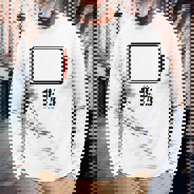 バッテリー1シャツ残り1バッテリーデッドシャツのバッテリー残量が少なくなりました。 長袖Tシャツ 高齢者への贈り物