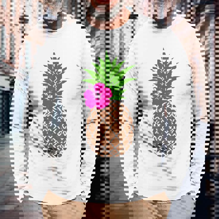 パイナップル コスチューム フルーツ コスチューム フルーツ ハワイ Pineapple 長袖Tシャツ 高齢者への贈り物