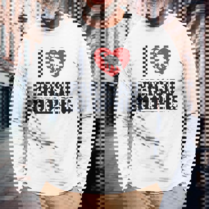 パラサウロロフスが大好き 恐竜好き パラサウロロフス 長袖Tシャツ 高齢者への贈り物