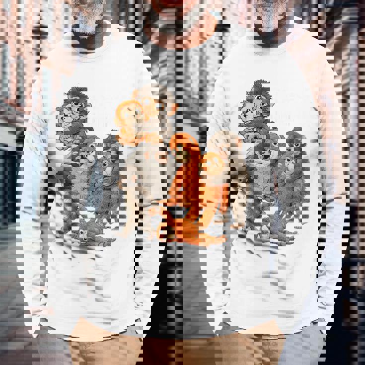 パンチ君 かわいい ポーズ 捨てられた ニホンザル モンキー パンチ 長袖Tシャツ 高齢者への贈り物