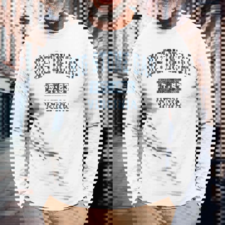 ビッグストーンギャップ バージニアva ヴィンテージ スポーツデザイン ネイビープリント 長袖Tシャツ 高齢者への贈り物