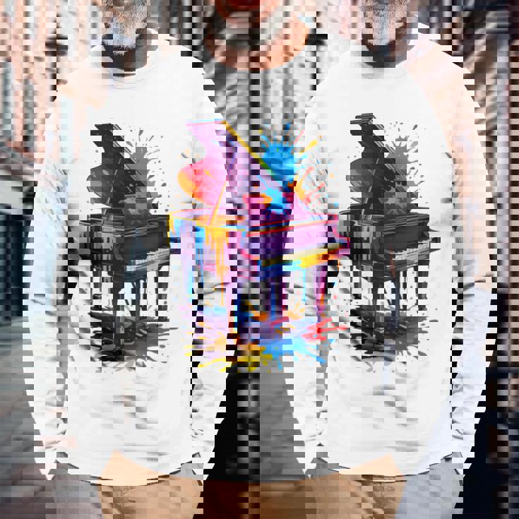 ピアノ ティー 楽器 ピアノ 長袖tシャツ 長袖Tシャツ 高齢者への贈り物