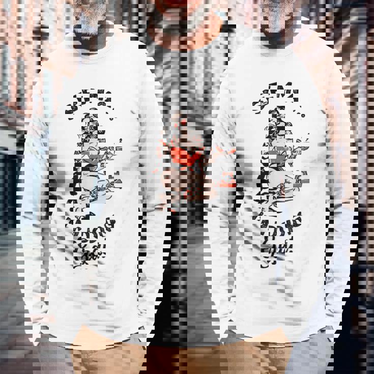 ファニー タトゥー ロカビリー ピンナップ ウィスキー 猫と一緒に飲む 長袖Tシャツ 高齢者への贈り物