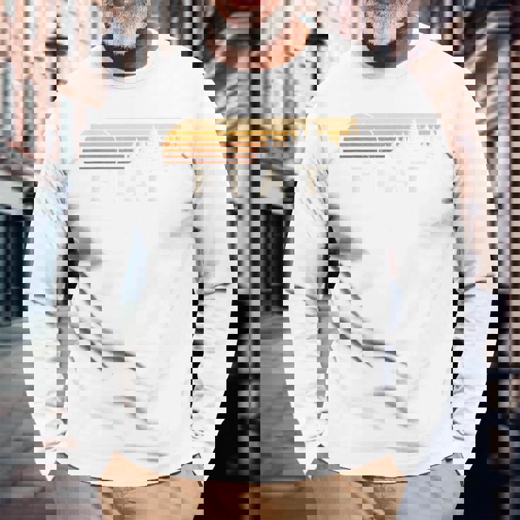 フィアット、Ks ヴィンテージ エバーグリーン サンセット 80年代 レトロ 長袖Tシャツ 高齢者への贈り物