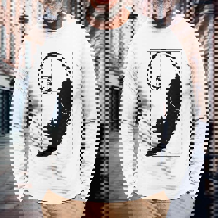 フィボナッチキャット 黄金比プリント 長袖Tシャツ 高齢者への贈り物