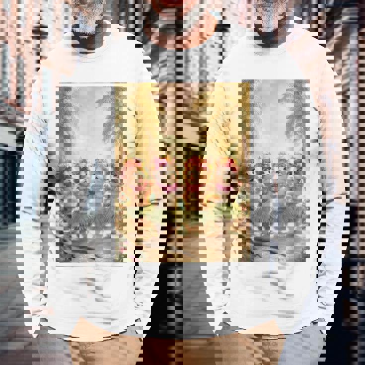 フラダンスキャット 長袖Tシャツ 高齢者への贈り物